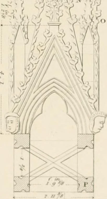An illustration from Specimens of Gothic architecture; selected from various ancient edifices in England: consisting of plans, elevations, sections, and parts at large .., 1825, leaf 108