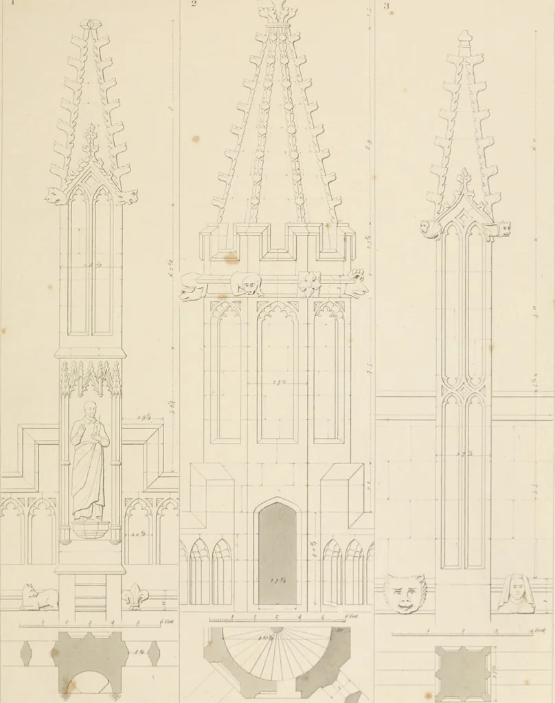An illustration from Specimens of Gothic architecture; selected from various ancient edifices in England: consisting of plans, elevations, sections, and parts at large .., 1825, leaf 116