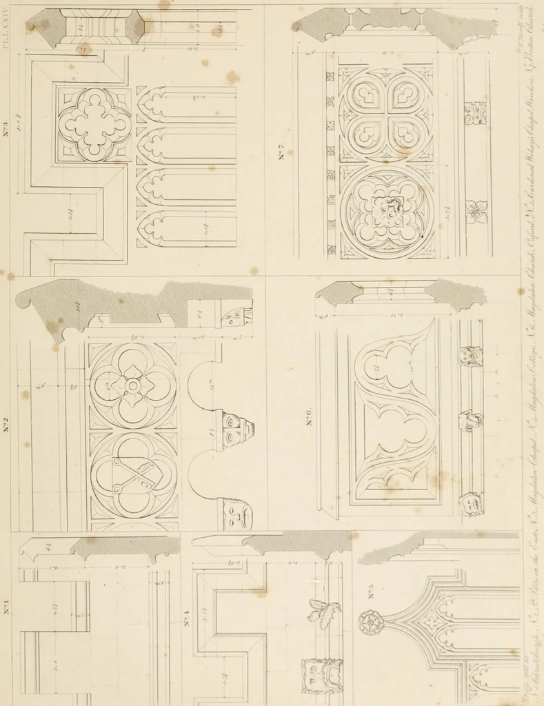 An illustration from Specimens of Gothic architecture; selected from various ancient edifices in England: consisting of plans, elevations, sections, and parts at large .., 1825, leaf 118