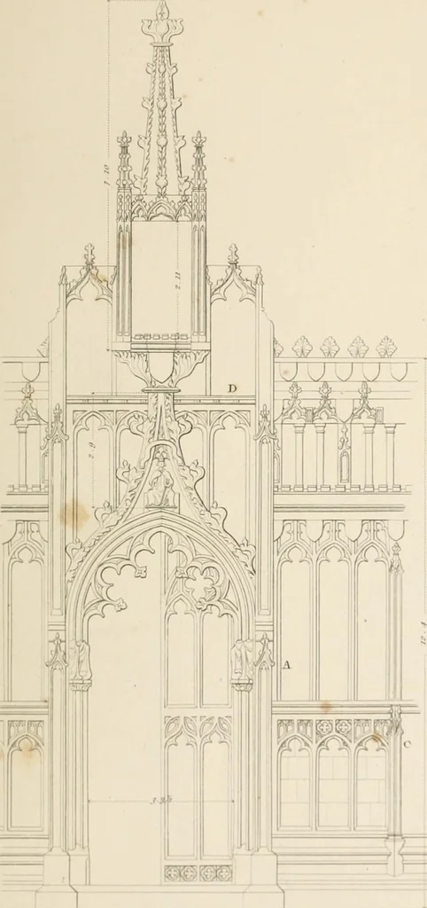 An illustration from Specimens of Gothic architecture; selected from various ancient edifices in England: consisting of plans, elevations, sections, and parts at large .., 1825, leaf 122