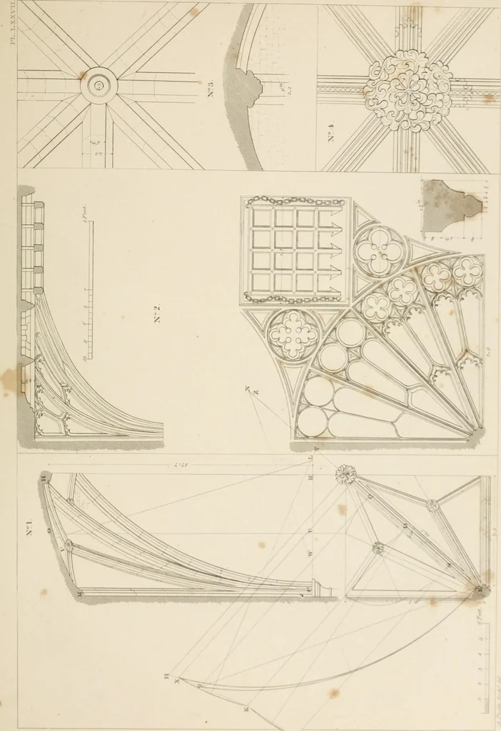 An illustration from Specimens of Gothic architecture; selected from various ancient edifices in England: consisting of plans, elevations, sections, and parts at large .., 1825, leaf 128