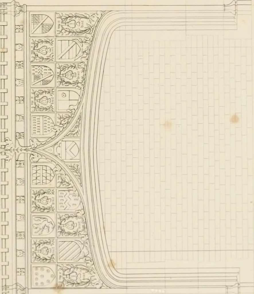 An illustration from Specimens of Gothic architecture; selected from various ancient edifices in England: consisting of plans, elevations, sections, and parts at large .., 1825, leaf 144