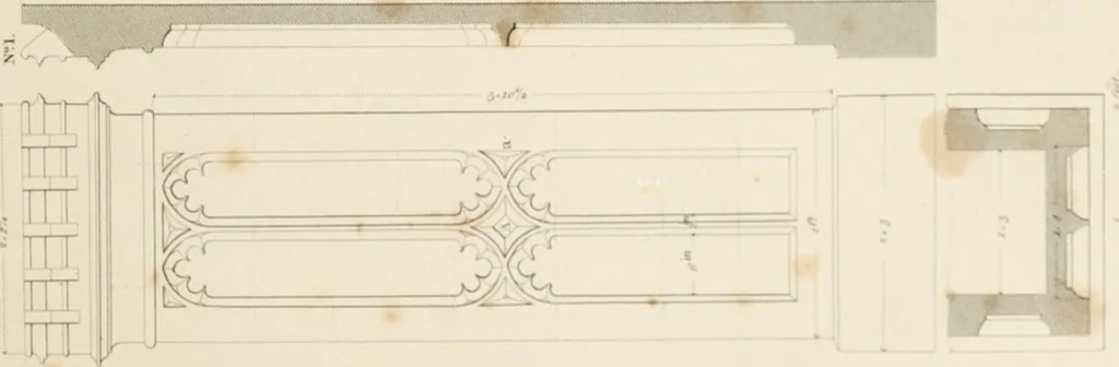 An illustration from Specimens of Gothic architecture; selected from various ancient edifices in England: consisting of plans, elevations, sections, and parts at large .., 1825, leaf 148