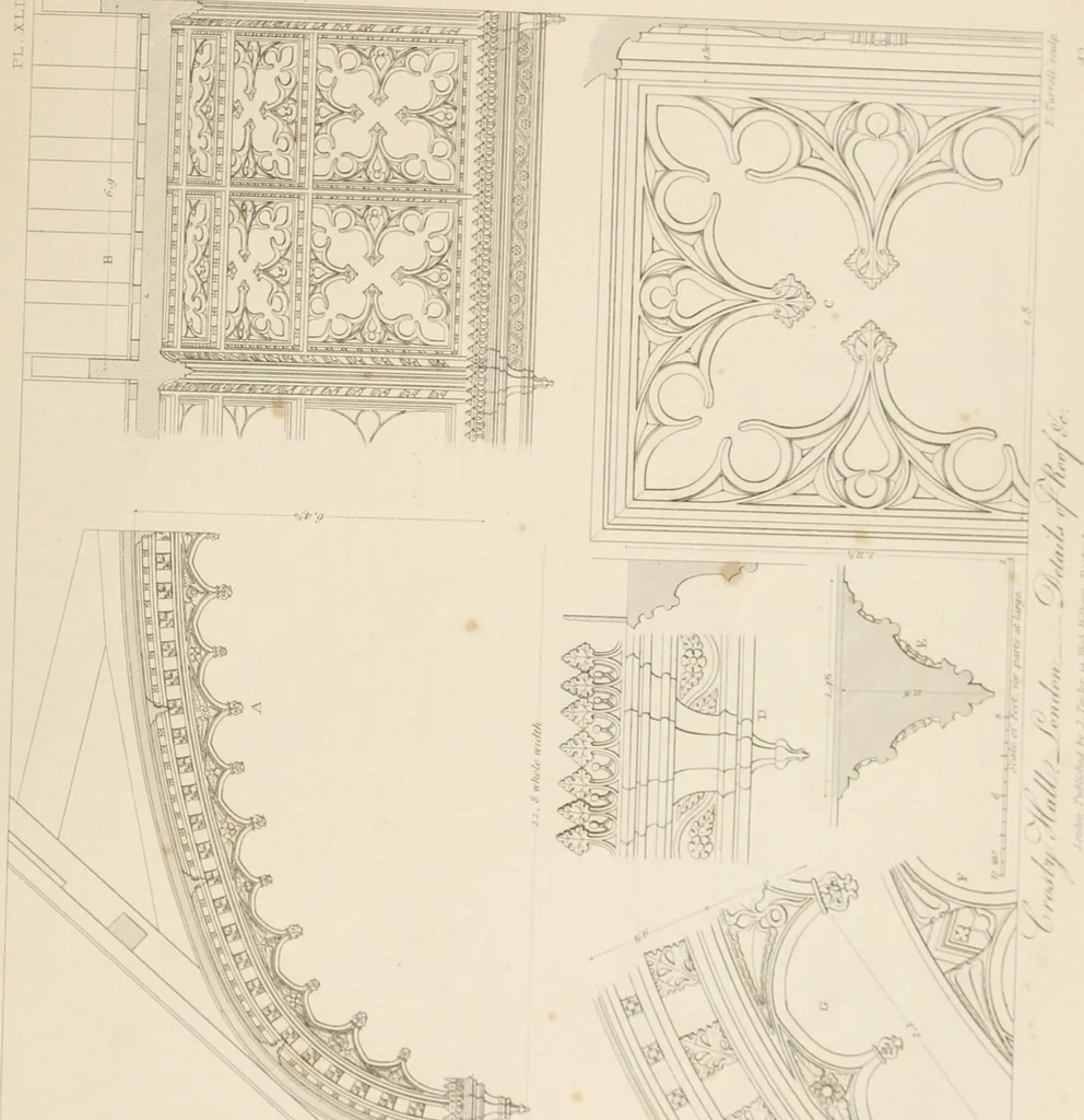 An illustration from Specimens of Gothic architecture; selected from various ancient edifices in England: consisting of plans, elevations, sections, and parts at large .., 1825, leaf 152