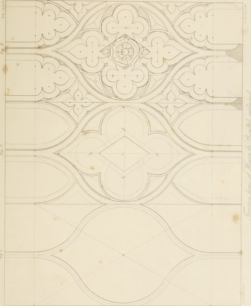 An illustration from Specimens of Gothic architecture; selected from various ancient edifices in England: consisting of plans, elevations, sections, and parts at large .., 1825, leaf 174
