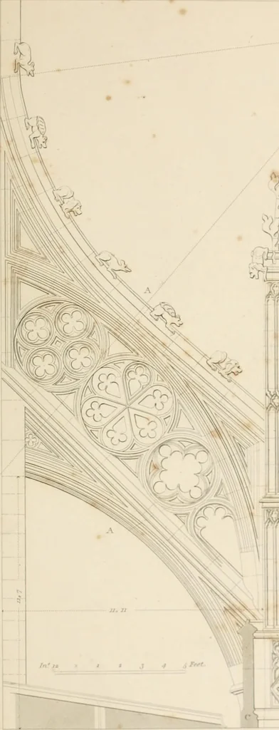 An illustration from Specimens of Gothic architecture; selected from various ancient edifices in England: consisting of plans, elevations, sections, and parts at large .., 1825, leaf 182