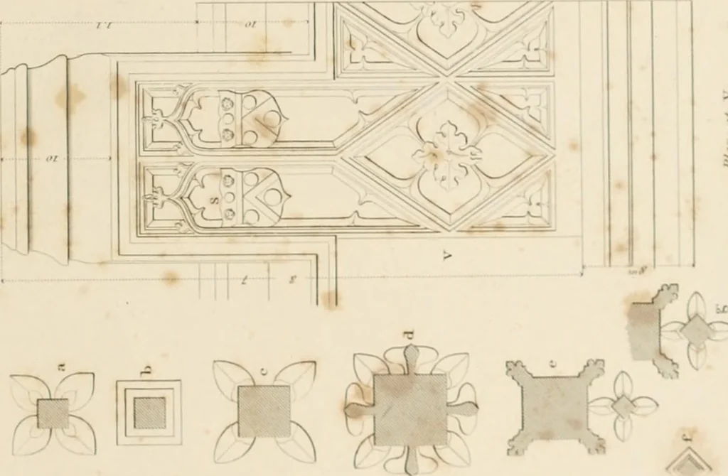 An illustration from Specimens of Gothic architecture; selected from various ancient edifices in England: consisting of plans, elevations, sections, and parts at large .., 1825, leaf 186