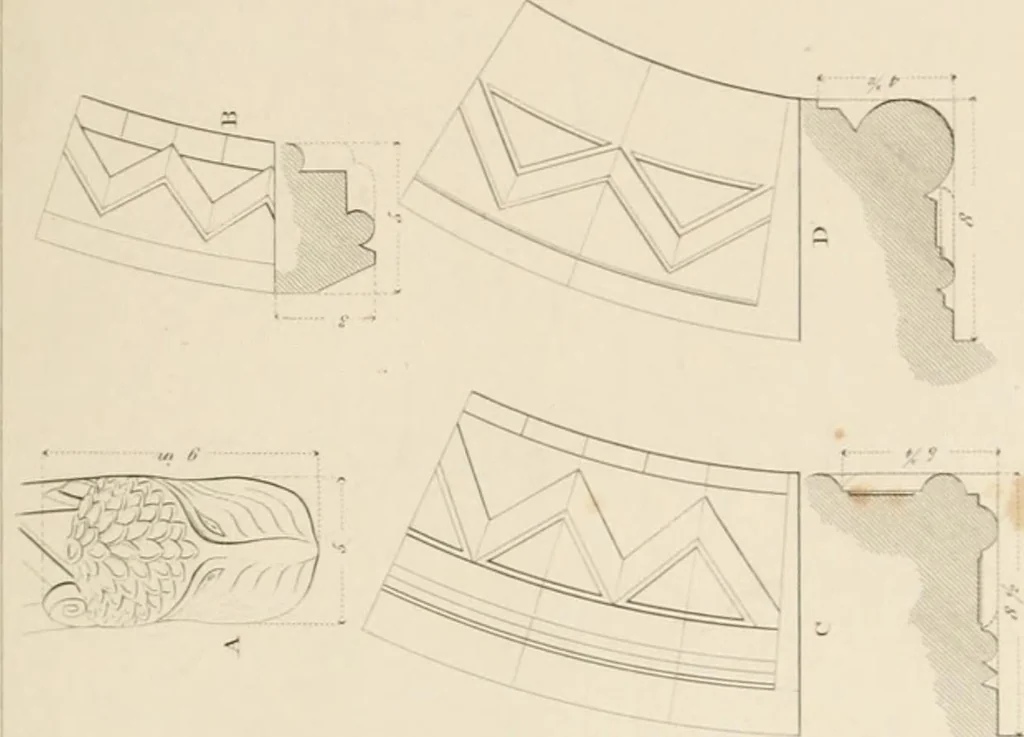 An illustration from Specimens of Gothic architecture; selected from various ancient edifices in England: consisting of plans, elevations, sections, and parts at large .., 1825, leaf 74