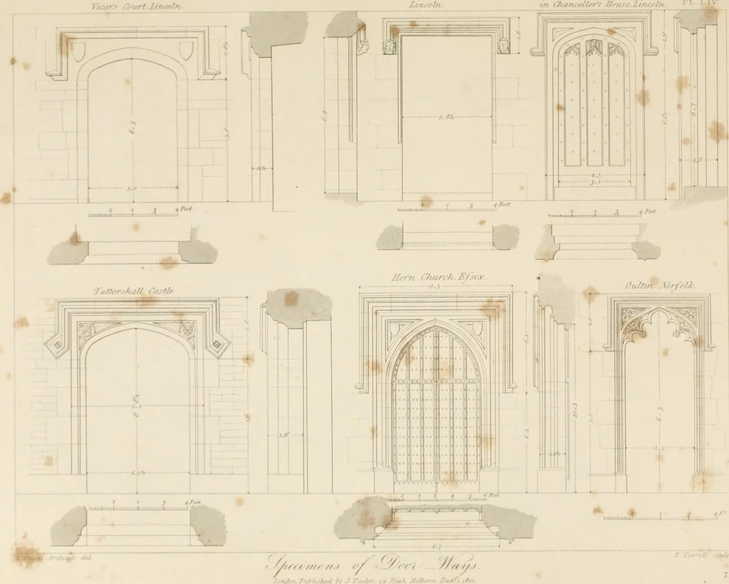 An illustration from Specimens of Gothic architecture; selected from various ancient edifices in England: consisting of plans, elevations, sections, and parts at large .., 1825, leaf 82