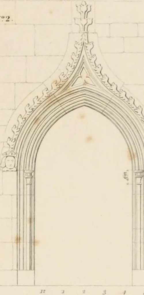 An illustration from Specimens of Gothic architecture; selected from various ancient edifices in England: consisting of plans, elevations, sections, and parts at large .., 1825, leaf 84