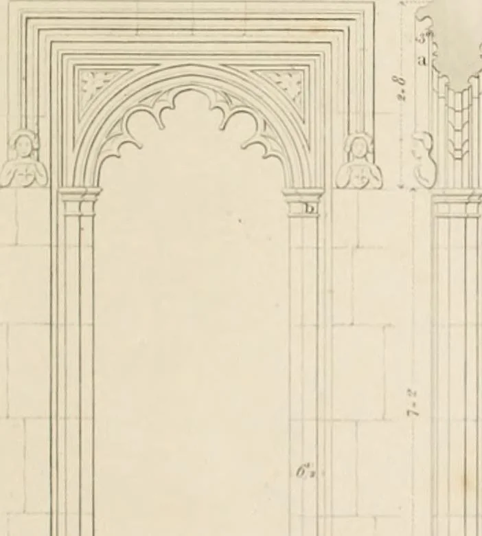 An illustration from Specimens of Gothic architecture; selected from various ancient edifices in England: consisting of plans, elevations, sections, and parts at large .., 1825, leaf 84