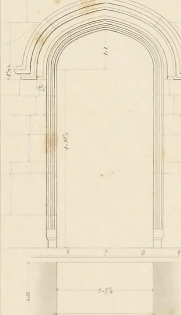 An illustration from Specimens of Gothic architecture; selected from various ancient edifices in England: consisting of plans, elevations, sections, and parts at large .., 1825, leaf 84