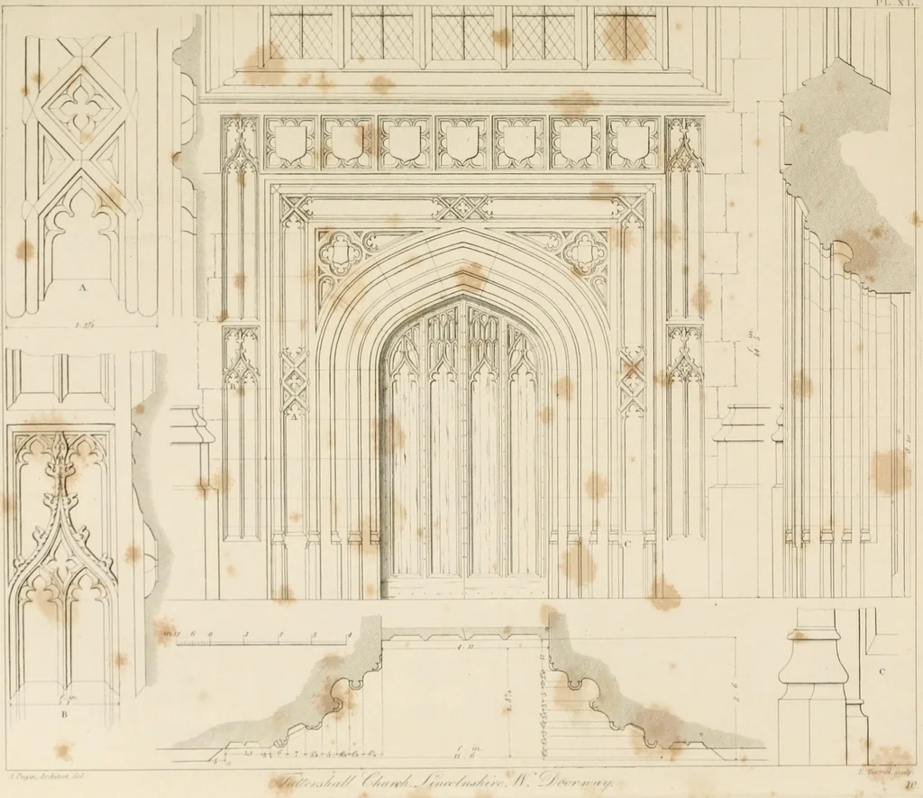 An illustration from Specimens of Gothic architecture; selected from various ancient edifices in England: consisting of plans, elevations, sections, and parts at large .., 1825, leaf 88