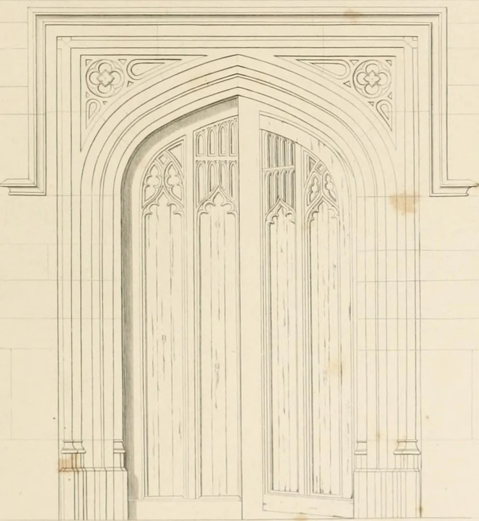 An illustration from Specimens of Gothic architecture; selected from various ancient edifices in England: consisting of plans, elevations, sections, and parts at large .., 1825, leaf 90