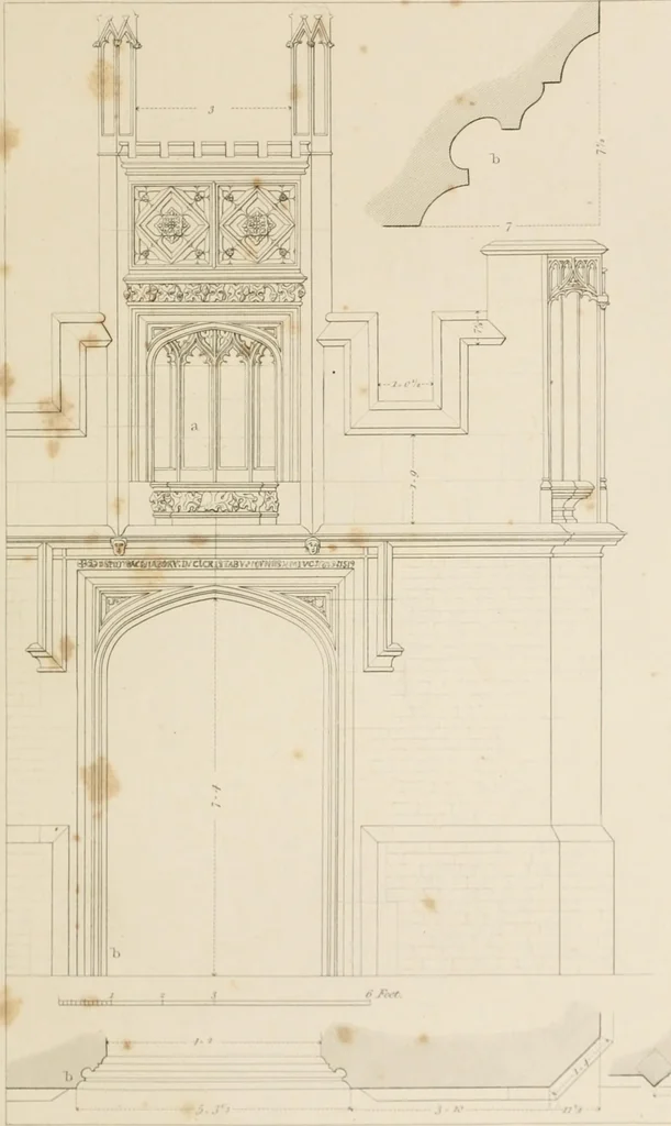 An illustration from Specimens of Gothic architecture; selected from various ancient edifices in England: consisting of plans, elevations, sections, and parts at large .., 1825, leaf 92