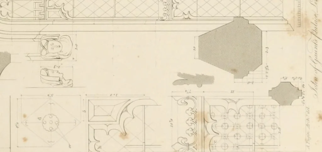 An illustration from Specimens of Gothic architecture; selected from various ancient edifices in England: consisting of plans, elevations, sections, and parts at large .., 1825, leaf 98