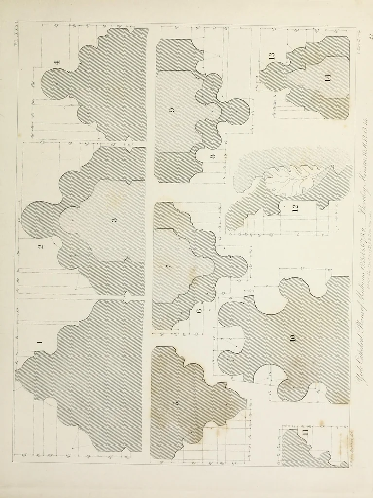 An illustration from Specimens of Gothic architecture : selected from various ancient edifices in England : consisting of plans, elevations, sections, and parts at large, calculated to exemplify the various styles, and the practical construction of this admired class of architecture, 1825, leaf 158