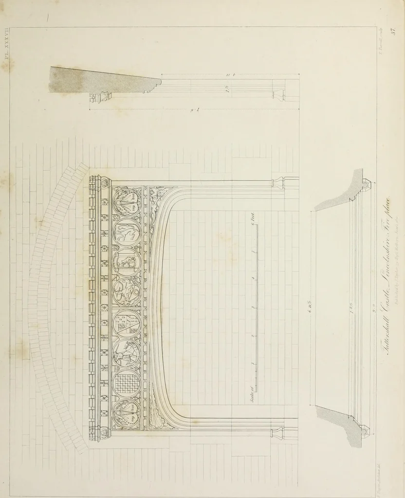 An illustration from Specimens of Gothic architecture : selected from various ancient edifices in England : consisting of plans, elevations, sections, and parts at large, calculated to exemplify the various styles, and the practical construction of this admired class of architecture, 1825, leaf 218
