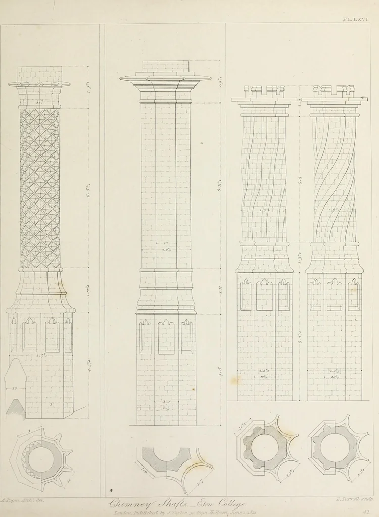 An illustration from Specimens of Gothic architecture : selected from various ancient edifices in England : consisting of plans, elevations, sections, and parts at large, calculated to exemplify the various styles, and the practical construction of this admired class of architecture, 1825, leaf 234