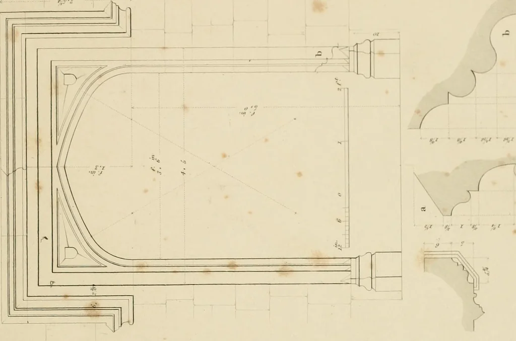An illustration from Specimens of Gothic architecture; selected from various ancient edifices in England: consisting of plans, elevations, sections, and parts at large .., 1825, leaf 100