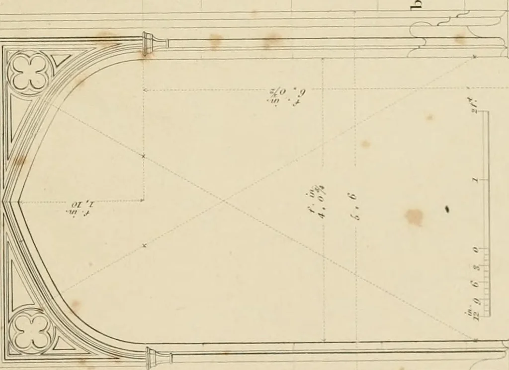 An illustration from Specimens of Gothic architecture; selected from various ancient edifices in England: consisting of plans, elevations, sections, and parts at large .., 1825, leaf 100