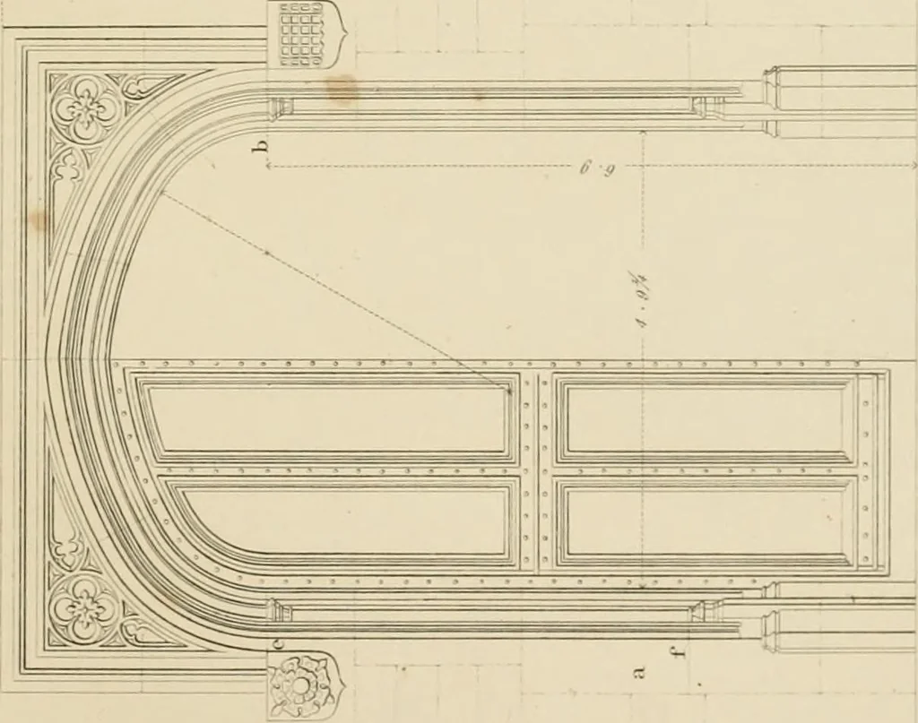 An illustration from Specimens of Gothic architecture; selected from various ancient edifices in England: consisting of plans, elevations, sections, and parts at large .., 1825, leaf 104