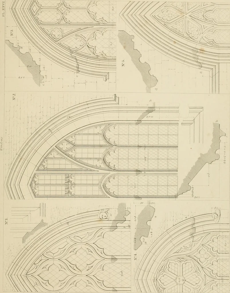An illustration from Specimens of Gothic architecture; selected from various ancient edifices in England: consisting of plans, elevations, sections, and parts at large .., 1825, leaf 108