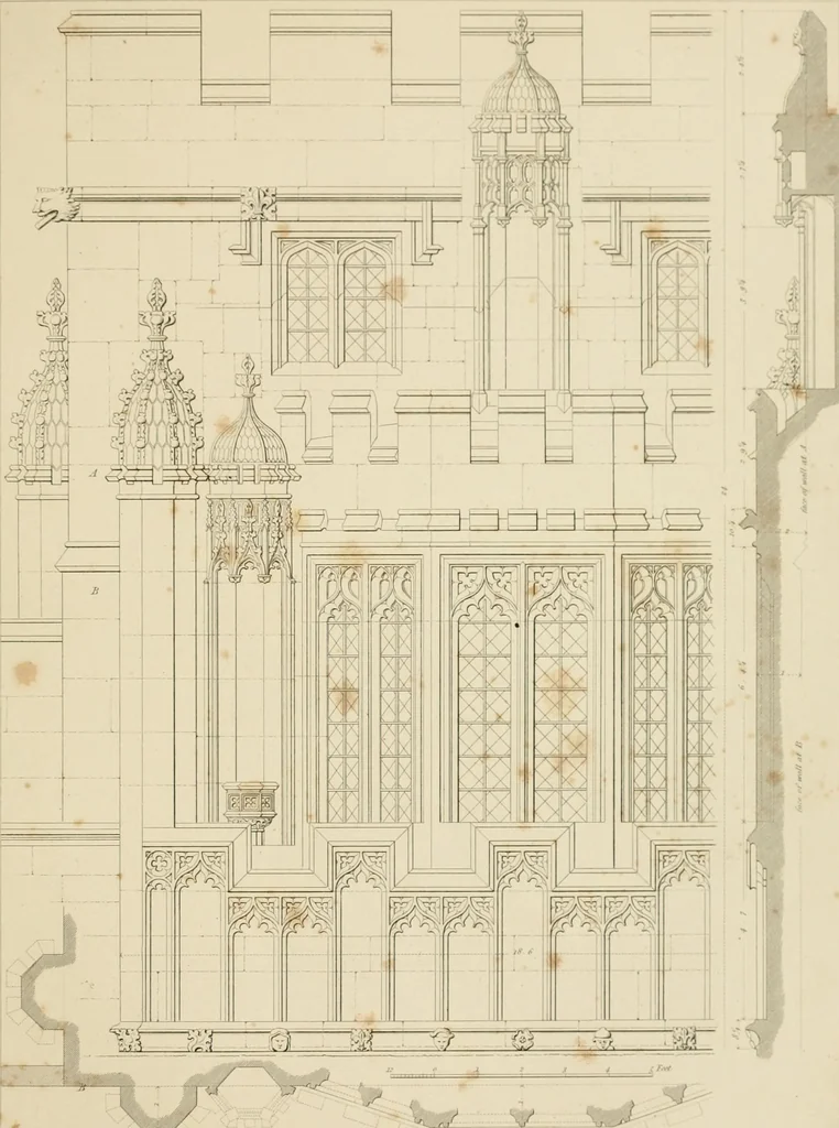 An illustration from Specimens of Gothic architecture; selected from various ancient edifices in England: consisting of plans, elevations, sections, and parts at large .., 1825, leaf 116