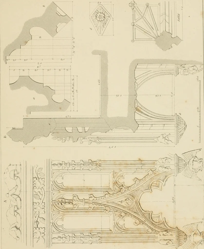 An illustration from Specimens of Gothic architecture; selected from various ancient edifices in England: consisting of plans, elevations, sections, and parts at large .., 1825, leaf 126