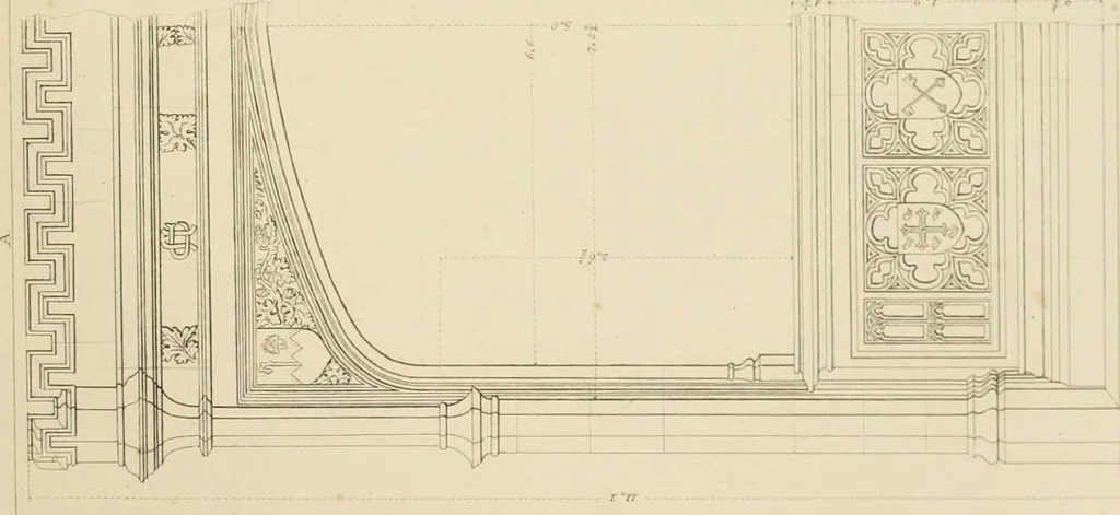 An illustration from Specimens of Gothic architecture; selected from various ancient edifices in England: consisting of plans, elevations, sections, and parts at large .., 1825, leaf 128
