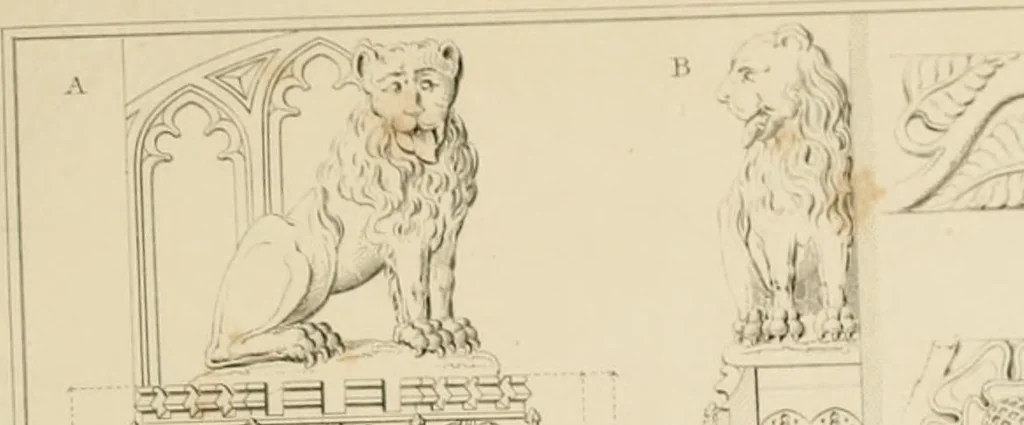 An illustration from Specimens of Gothic architecture; selected from various ancient edifices in England: consisting of plans, elevations, sections, and parts at large .., 1825, leaf 132