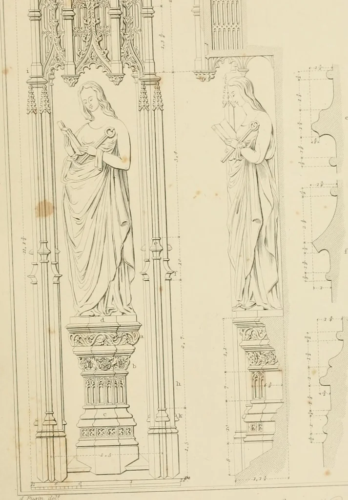An illustration from Specimens of Gothic architecture; selected from various ancient edifices in England: consisting of plans, elevations, sections, and parts at large .., 1825, leaf 132