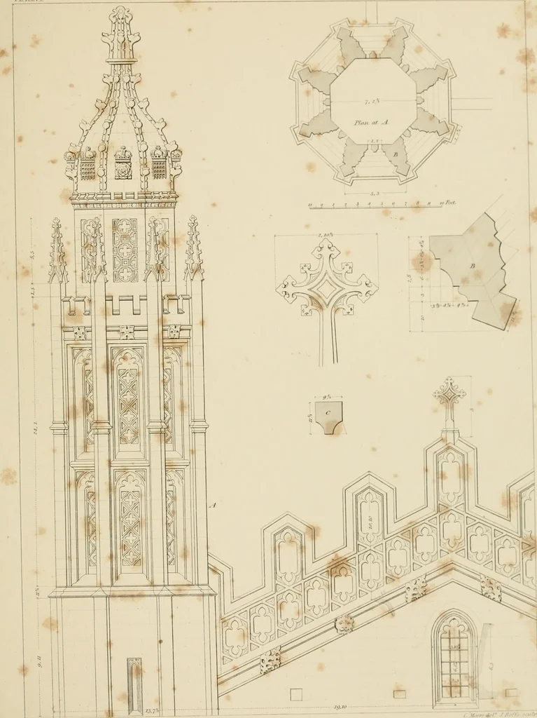 An illustration from Specimens of Gothic architecture; selected from various ancient edifices in England: consisting of plans, elevations, sections, and parts at large .., 1825, leaf 148