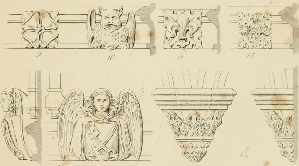 An illustration from Specimens of Gothic architecture; selected from various ancient edifices in England: consisting of plans, elevations, sections, and parts at large .., 1825, leaf 156