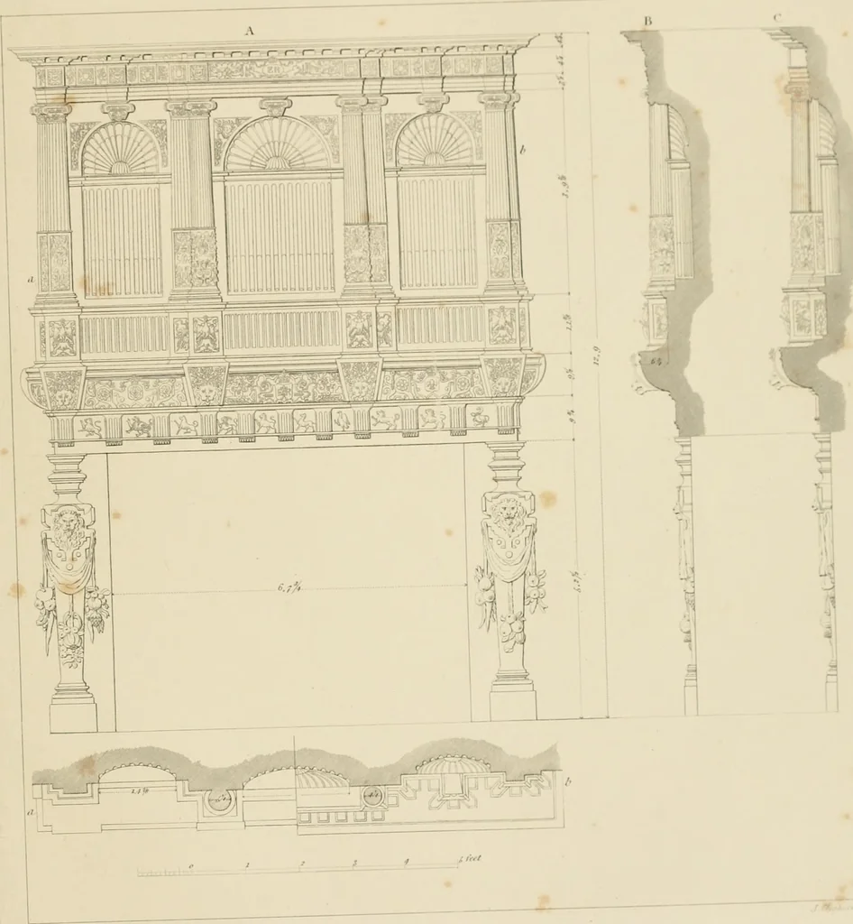 An illustration from Specimens of Gothic architecture; selected from various ancient edifices in England: consisting of plans, elevations, sections, and parts at large .., 1825, leaf 162