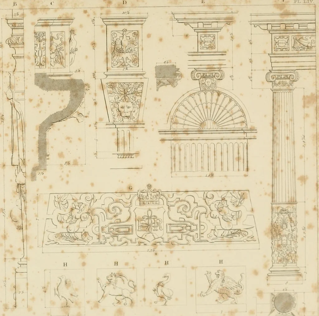 An illustration from Specimens of Gothic architecture; selected from various ancient edifices in England: consisting of plans, elevations, sections, and parts at large .., 1825, leaf 164