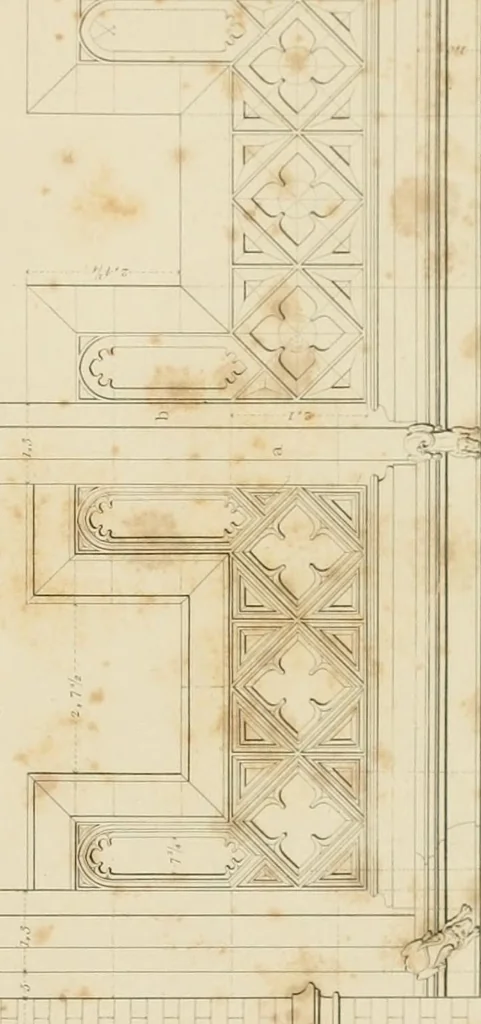 An illustration from Specimens of Gothic architecture; selected from various ancient edifices in England: consisting of plans, elevations, sections, and parts at large .., 1825, leaf 64