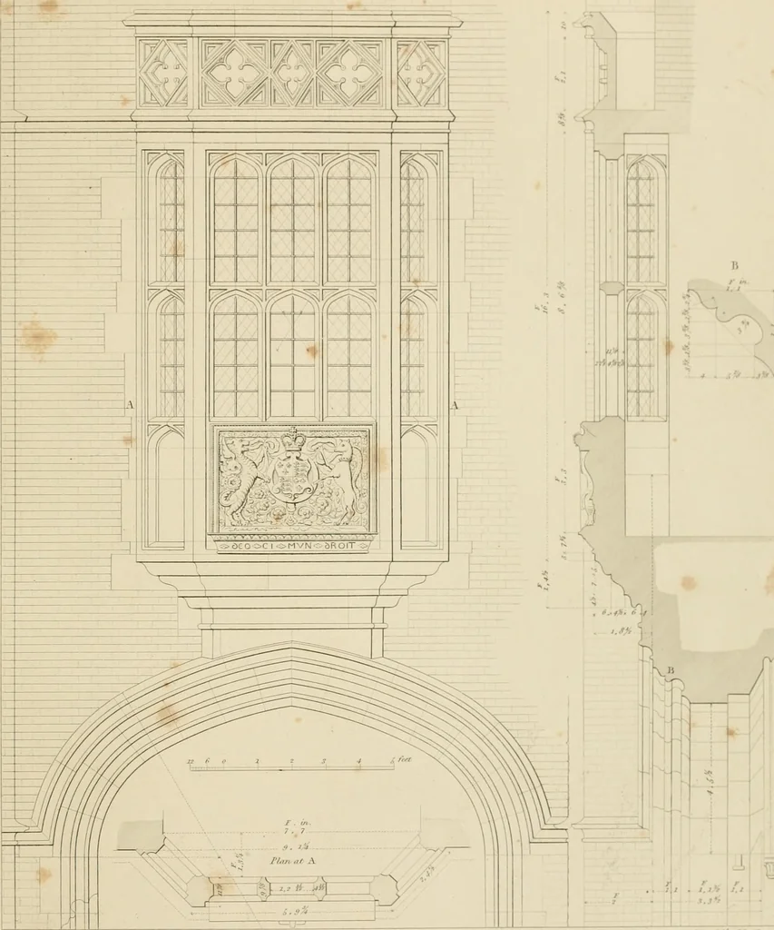An illustration from Specimens of Gothic architecture; selected from various ancient edifices in England: consisting of plans, elevations, sections, and parts at large .., 1825, leaf 72