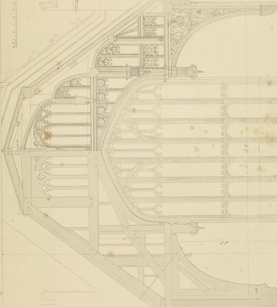 An illustration from Specimens of Gothic architecture; selected from various ancient edifices in England: consisting of plans, elevations, sections, and parts at large .., 1825, leaf 76