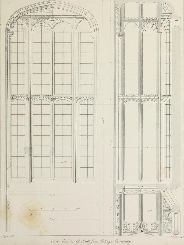 An illustration from Specimens of Gothic architecture : selected from various ancient edifices in England : consisting of plans, elevations, sections, and parts at large, calculated to exemplify the various styles, and the practical construction of this admired class of architecture, 1825, leaf 172