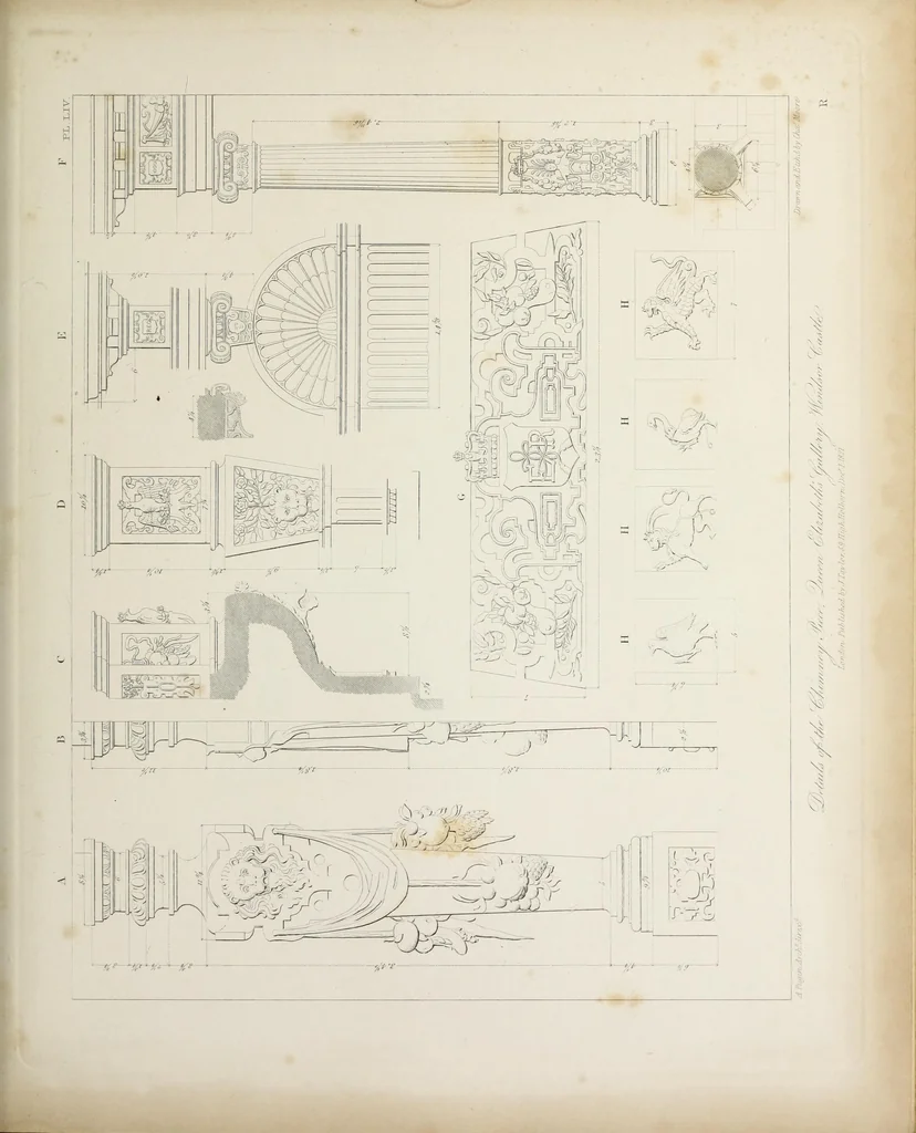 An illustration from Specimens of Gothic architecture : selected from various ancient edifices in England : consisting of plans, elevations, sections, and parts at large, calculated to exemplify the various styles, and the practical construction of this admired class of architecture, 1825, leaf 272