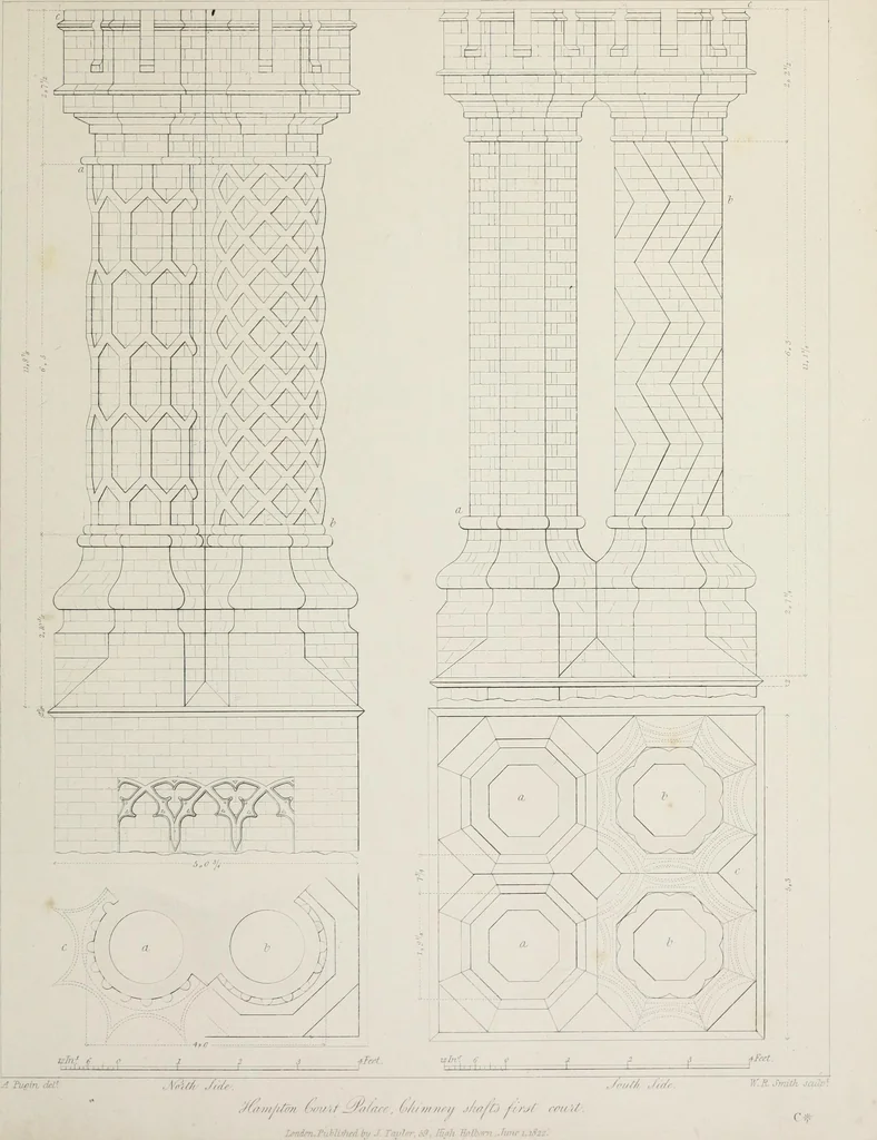 An illustration from Specimens of Gothic architecture : selected from various ancient edifices in England : consisting of plans, elevations, sections, and parts at large, calculated to exemplify the various styles, and the practical construction of this admired class of architecture, 1825, leaf 72