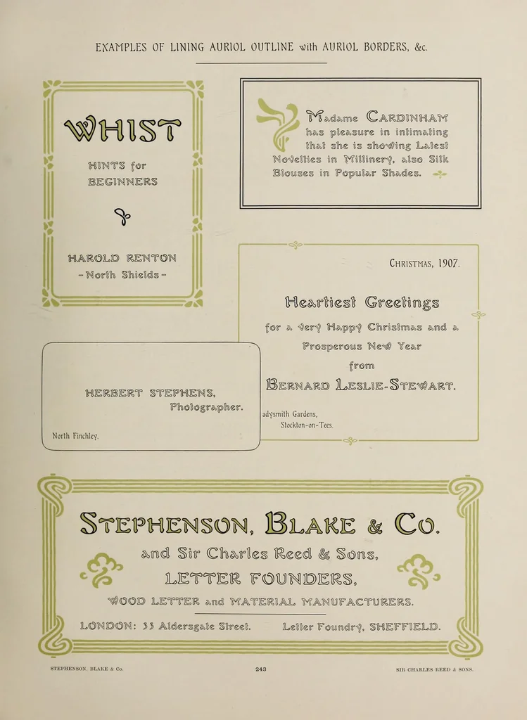 An illustration from Specimens of point line type : borders ornaments brass rules &c. &c, 1908, leaf 179