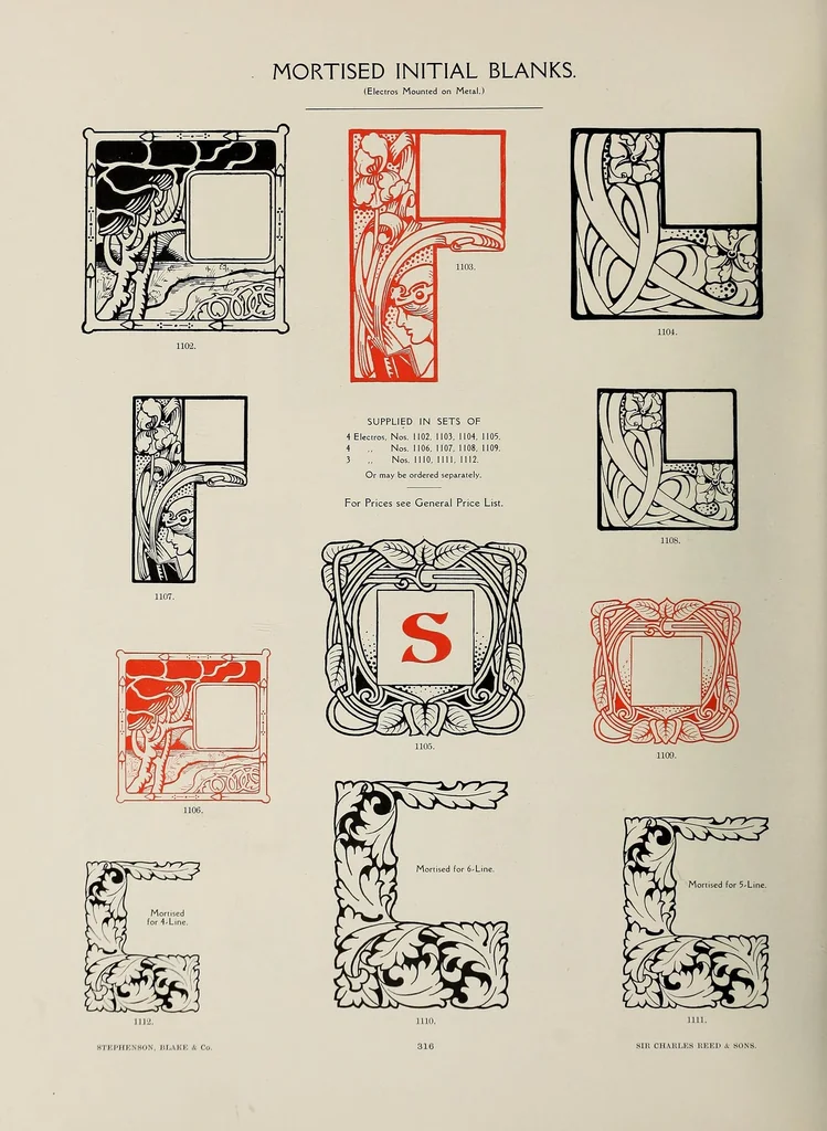 An illustration from Specimens of point line type : borders ornaments brass rules &c. &c, 1908, leaf 212