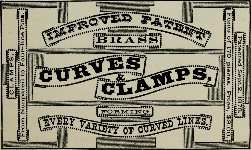 An illustration from Specimens of type, borders, ornaments, brass rules and cuts, etc. : catalogue of printing machinery and materials, wood goods, etc, 1897, leaf 42