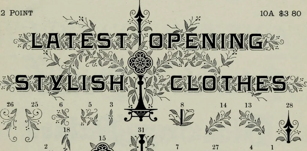 An illustration from Specimens of type, borders, ornaments, brass rules and cuts, etc. : catalogue of printing machinery and materials, wood goods, etc, 1897, leaf 464