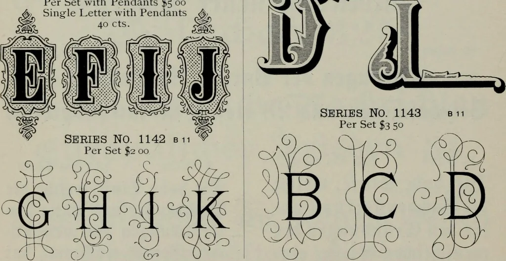 An illustration from Specimens of type, borders, ornaments, brass rules and cuts, etc. : catalogue of printing machinery and materials, wood goods, etc, 1897, leaf 631