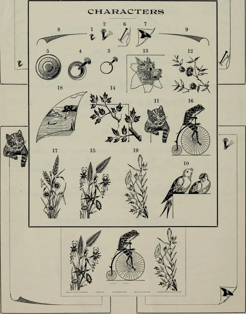 An illustration from Specimens of type, borders, ornaments, brass rules and cuts, etc. : catalogue of printing machinery and materials, wood goods, etc, 1897, leaf 663