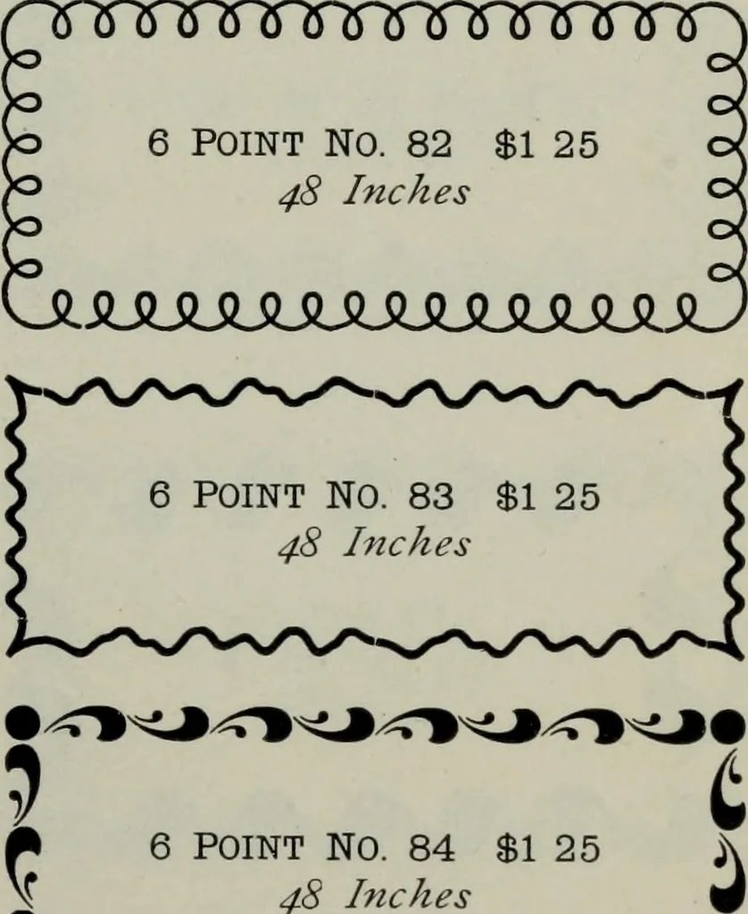 An illustration from Specimens of type, borders, ornaments, brass rules and cuts, etc. : catalogue of printing machinery and materials, wood goods, etc, 1897, leaf 694
