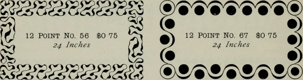 An illustration from Specimens of type, borders, ornaments, brass rules and cuts, etc. : catalogue of printing machinery and materials, wood goods, etc, 1897, leaf 695